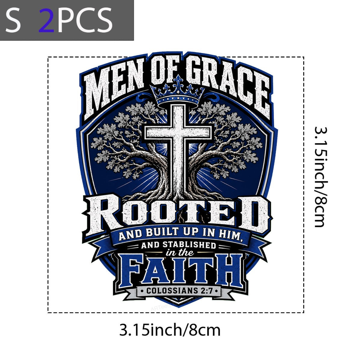 Christian Heat Transfer Men of Grace Rooted in the Faith Cross and Tree Graphic for T Shirts Hoodies and Christian Apparel - 4