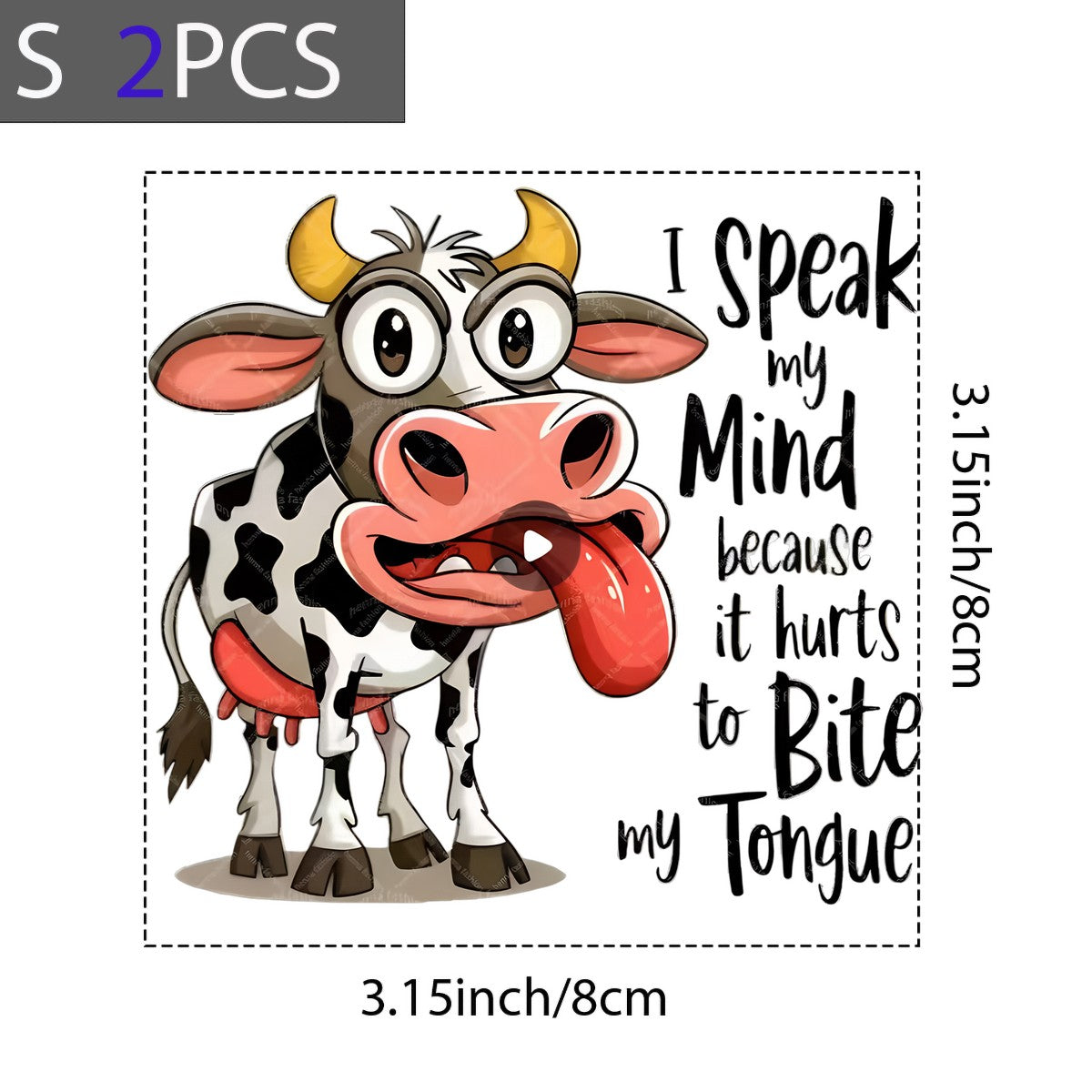 DTF Heat Transfer Iron On Sticker Funny Cow Cartoon with I Speak My Mind Quote for T Shirts Hoodies Bags and Home Decor - 8
