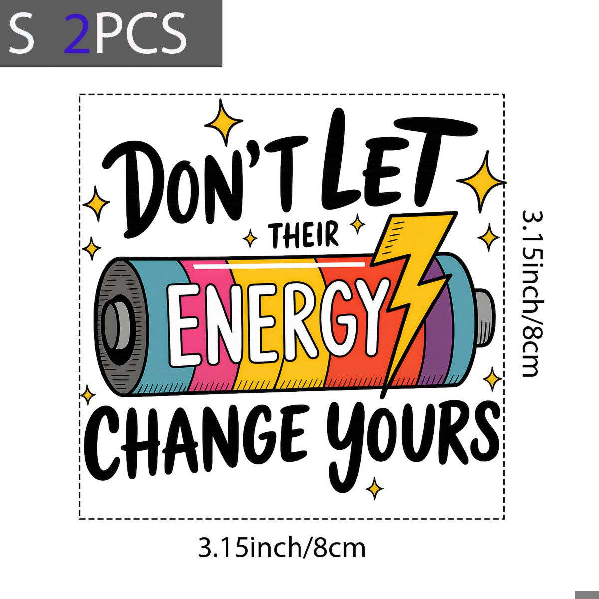 DTF Heat Transfer Iron On Sticker Vibrant Battery Energy Graphic for Motivational T Shirts Hoodies Bags and Home Decor - 8