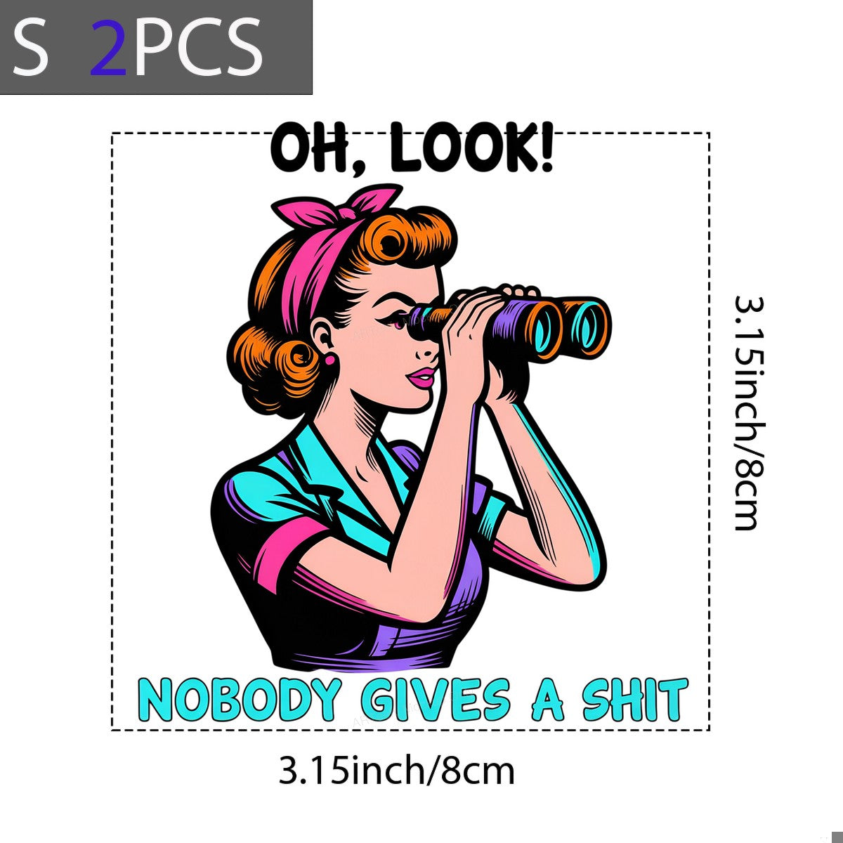 DTF Heat Transfer Iron On Sticker Iron On Transfers for T Shirts Retro Pop Art Woman with Binoculars Sassy Statement Fashion Forward Clearance - 8