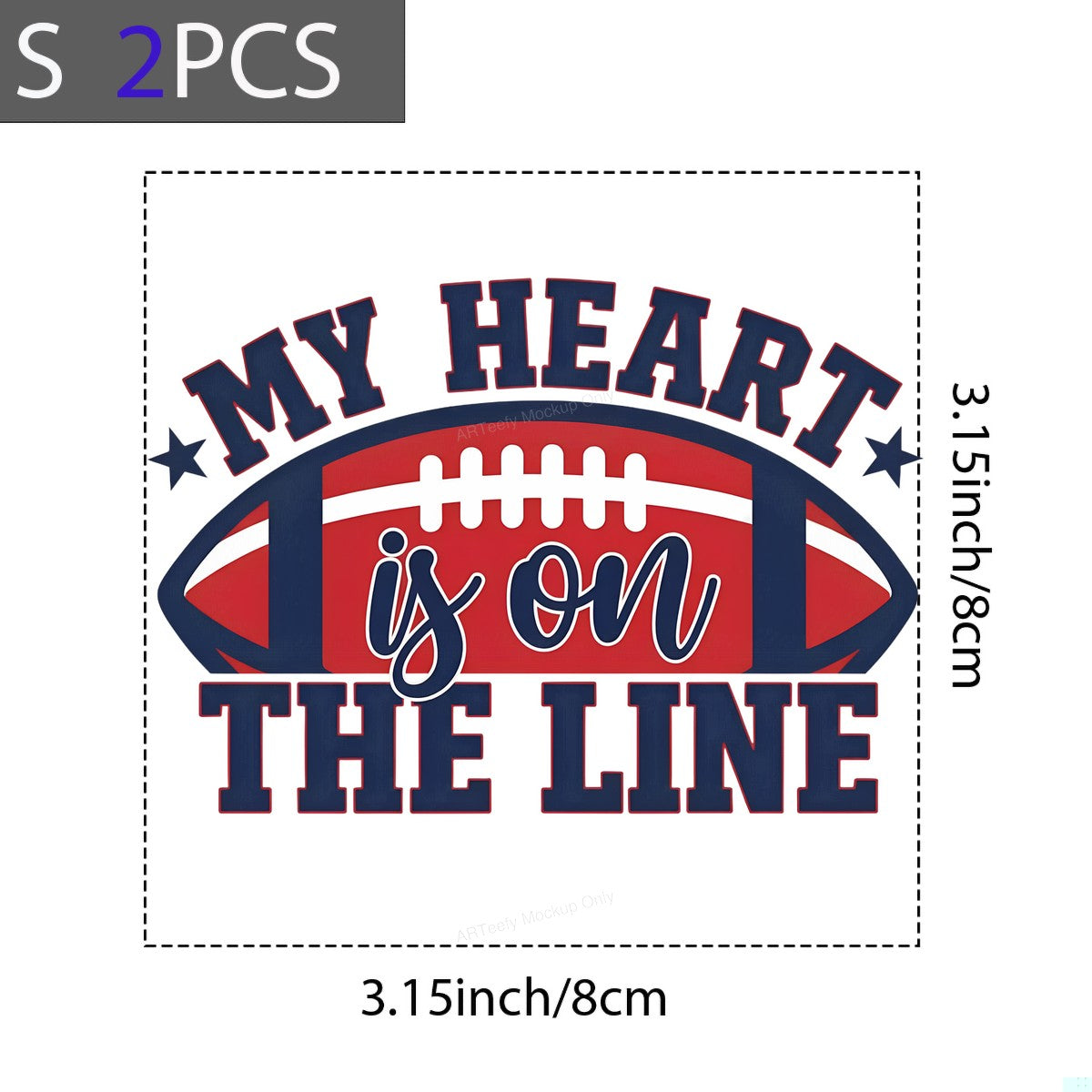 DTF Heat Transfer Iron On Sticker Iron On Transfers for T Shirts Football Theme My Heart is on the Line Design for Sports Apparel Local Warehouse - 8