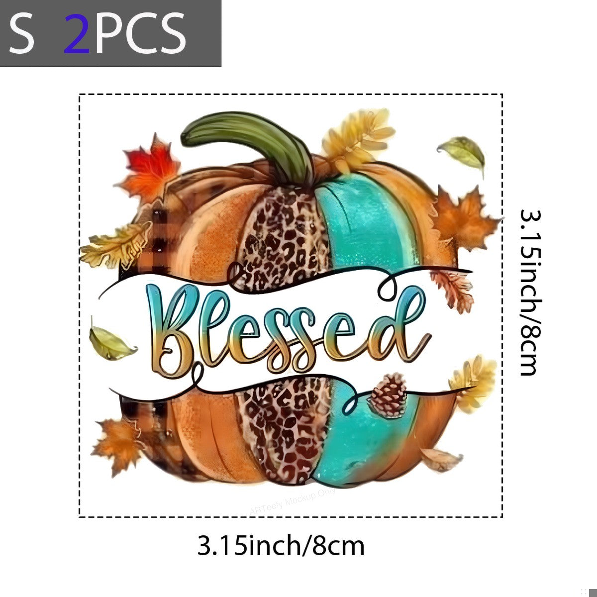 DTF Heat Transfer Iron On Sticker Heat Transfer Designs Ready to Press Blessed Pumpkin with Leopard Print Fall Theme for Thanksgiving Apparel Local Warehouse - 8
