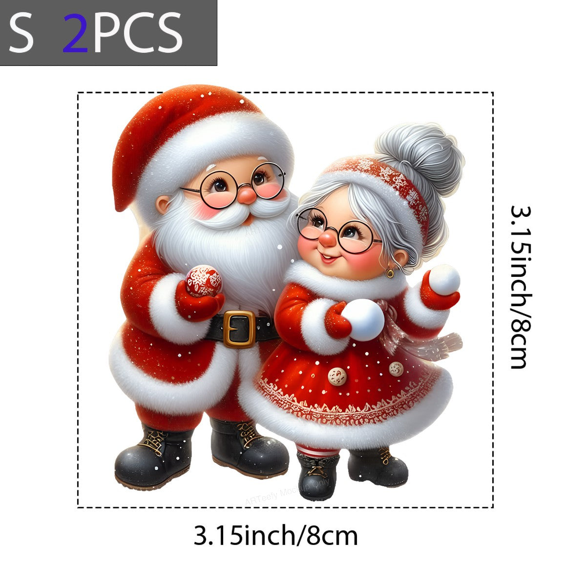 DTF Heat Transfer Iron On Sticker Heat Transfer Designs Ready to Press Christmas Santa Couple Playing Snowballs Iron On Patches for Holiday Shirts Local Warehouse - 8