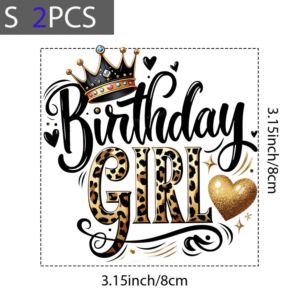 DTF Heat Transfer Iron On Sticker Iron On Heat Transfers Leopard Crown Birthday Design for Party Shirts Local Warehouse - 8