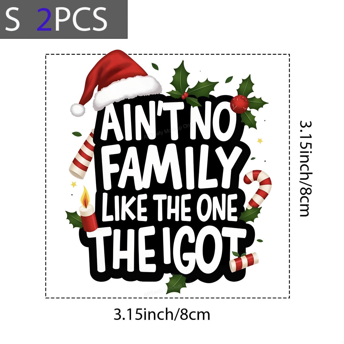 DTF Heat Transfer Iron On Sticker Iron On Heat Transfers Holiday Family Festive Design with Santa Hat Candy Canes for Christmas T Shirts Hoodies Clearance - 8
