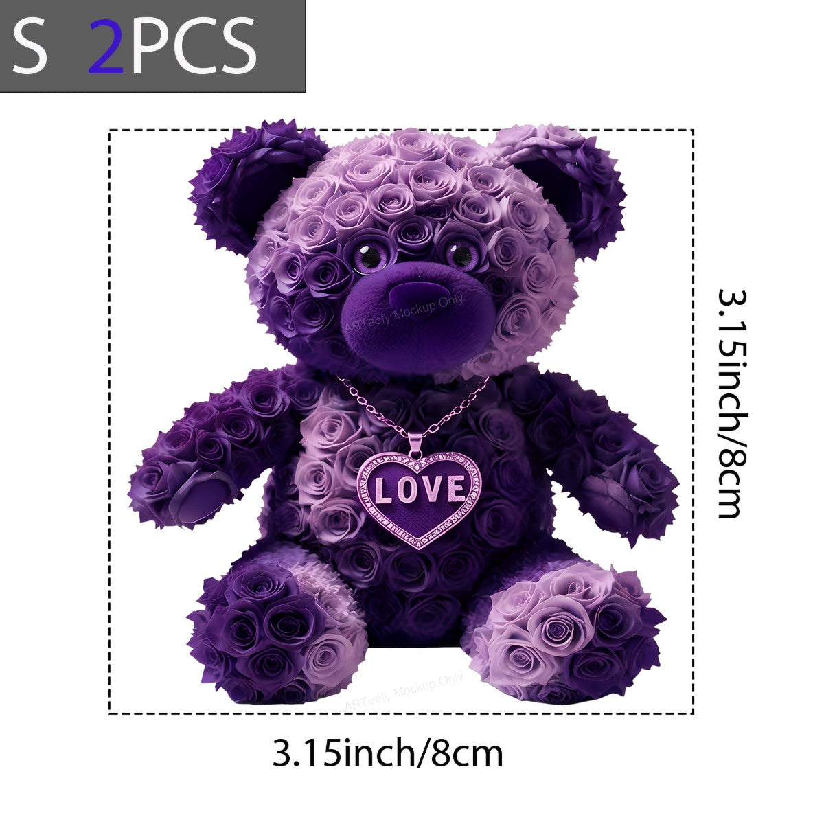 DTF Heat Transfer Iron On Sticker Iron On Heat Transfers Purple Rose Bear Design Romantic Gift Ideas for Valentine Day Clearance - 8