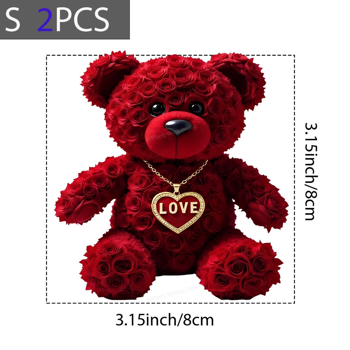 DTF Heat Transfer Iron On Sticker Iron On Heat Transfers Rose Bear Design Valentine Love Theme for T Shirts Hoodies Clearance - 8