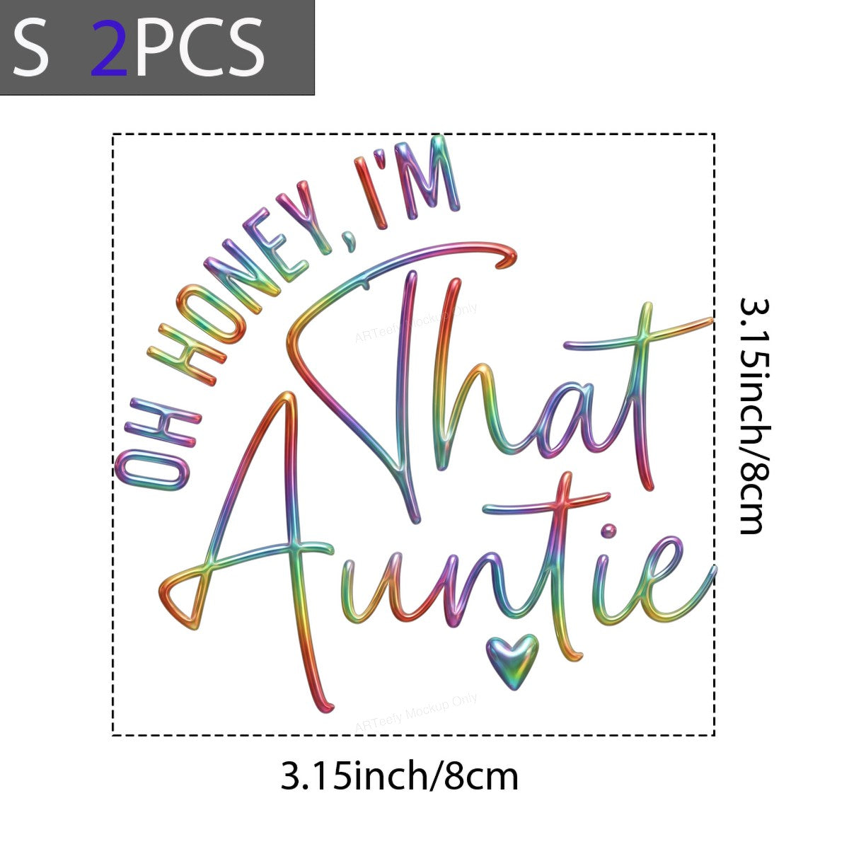 DTF Heat Transfer Iron On Sticker Iron On Heat Transfers Colorful Auntie Lettering Design for T Shirts Hoodies Clearance - 8