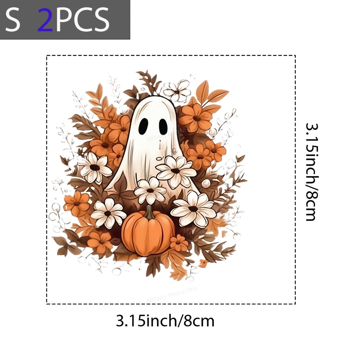 DTF Heat Transfer Iron On Sticker Iron On Heat Transfers Ghost Pumpkin Floral Design Halloween Decorations Clearance Local Warehouse - 8