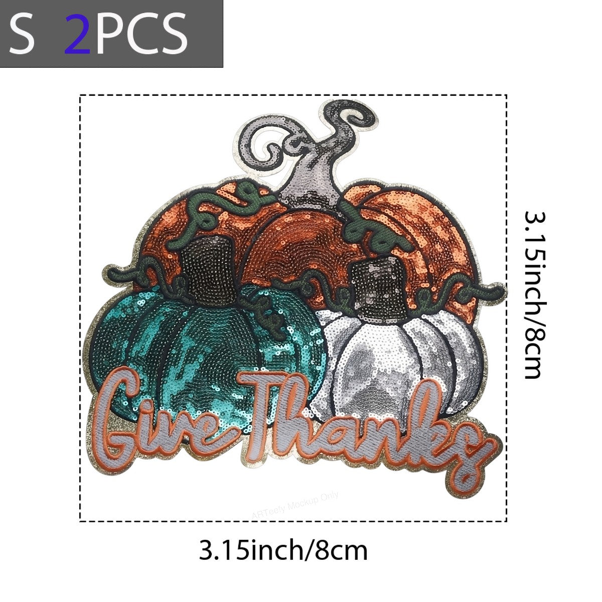 DTF Heat Transfer Iron On Sticker Iron On Heat Transfers Sequin Pumpkin Design Give Thanks Fall Thanksgiving Decorations Clearance - 8