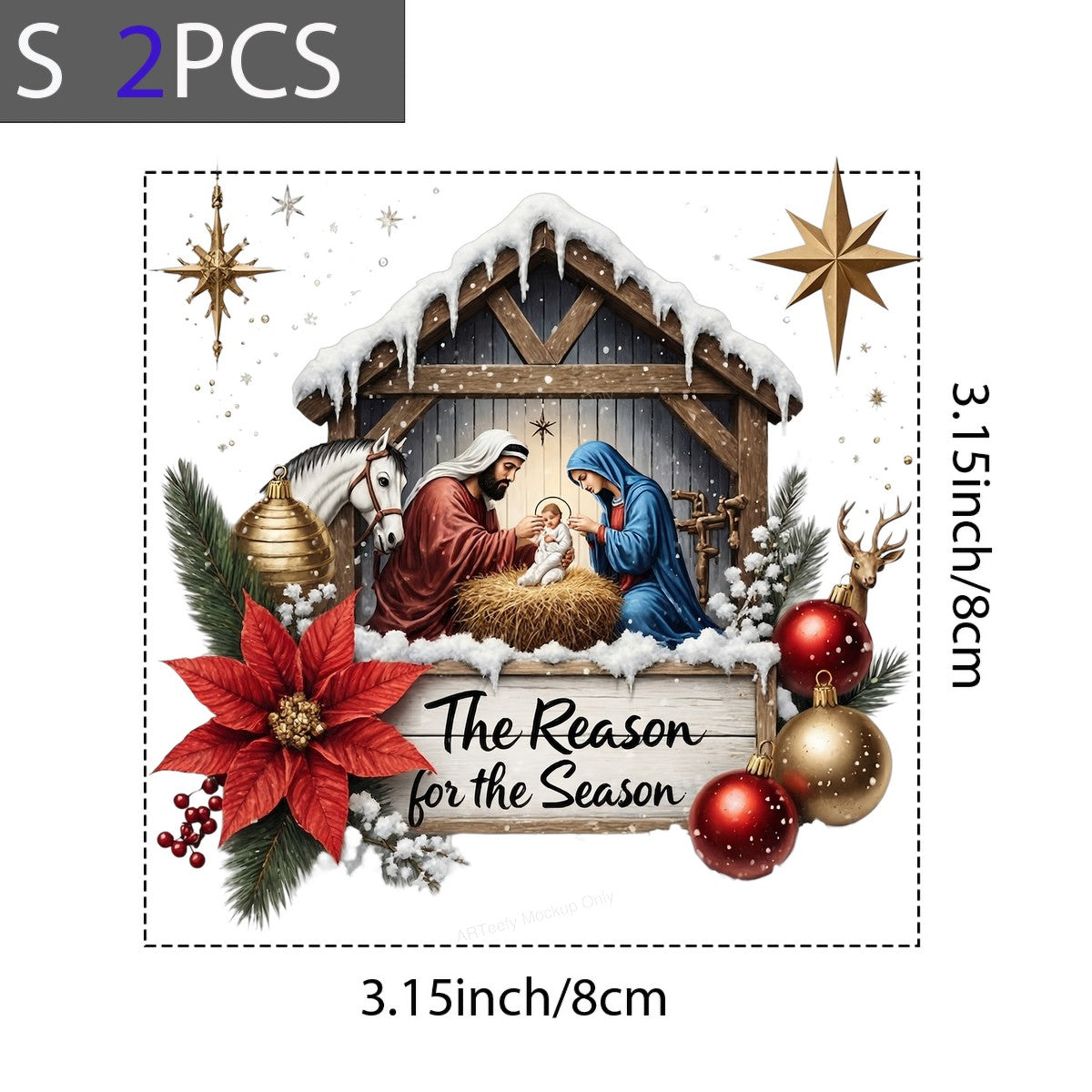DTF Heat Transfer Iron On Sticker Iron On Heat Transfers Nativity Scene Design Christmas Holiday Apparel Local Warehouse - 8