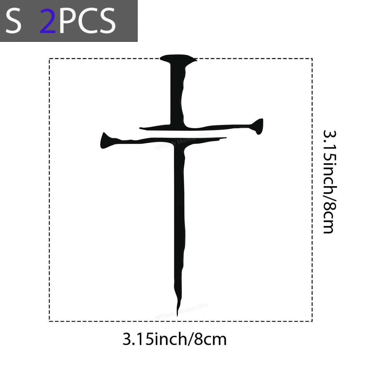 Christian Heat Transfer Cross Made of Nails Minimalist Silhouette Graphic for T Shirts Hoodies and Tote Bags - 8