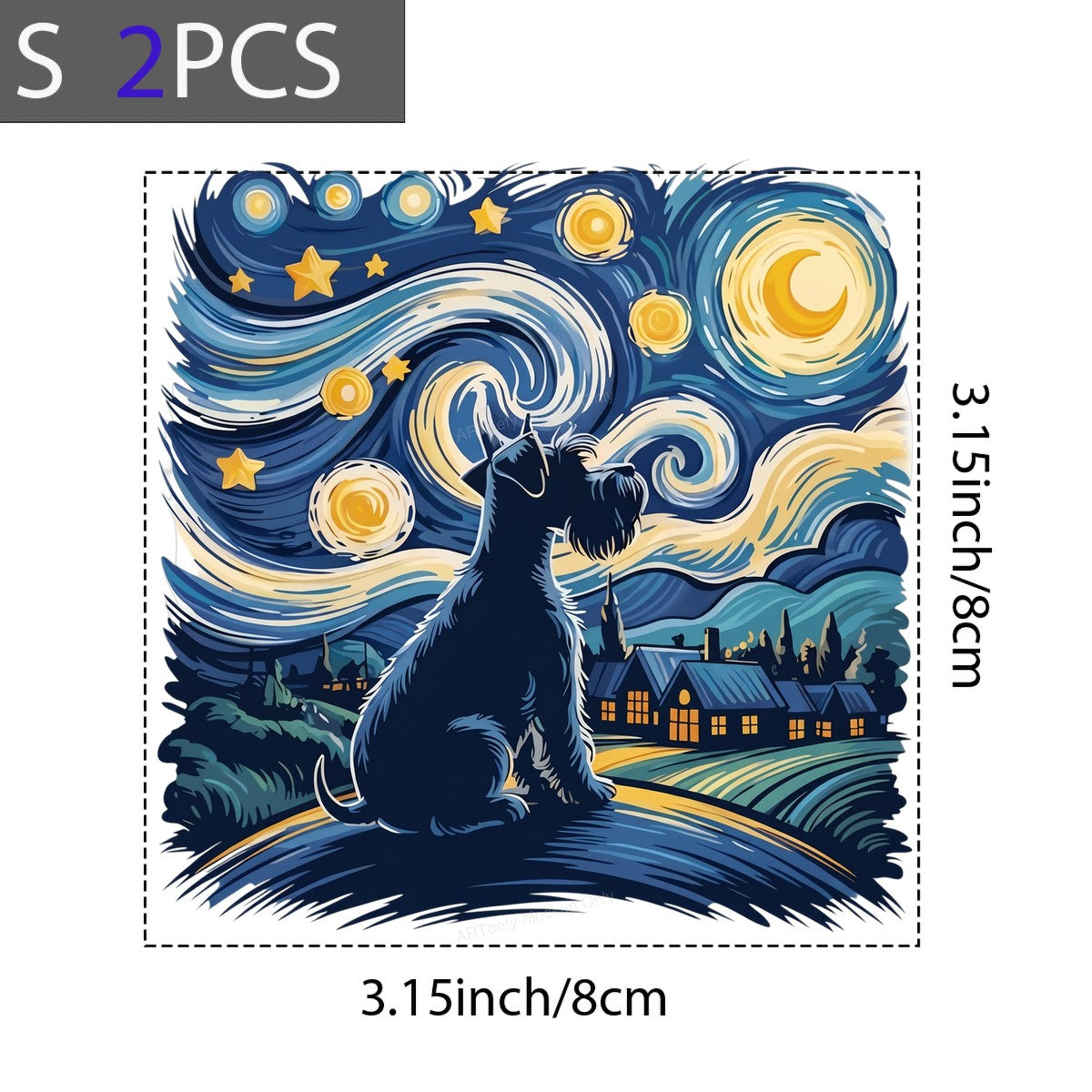 DTF Heat Transfer Starry Night Dog Silhouette Art Graphic for T Shirts Hoodies and Tote Bags - 8