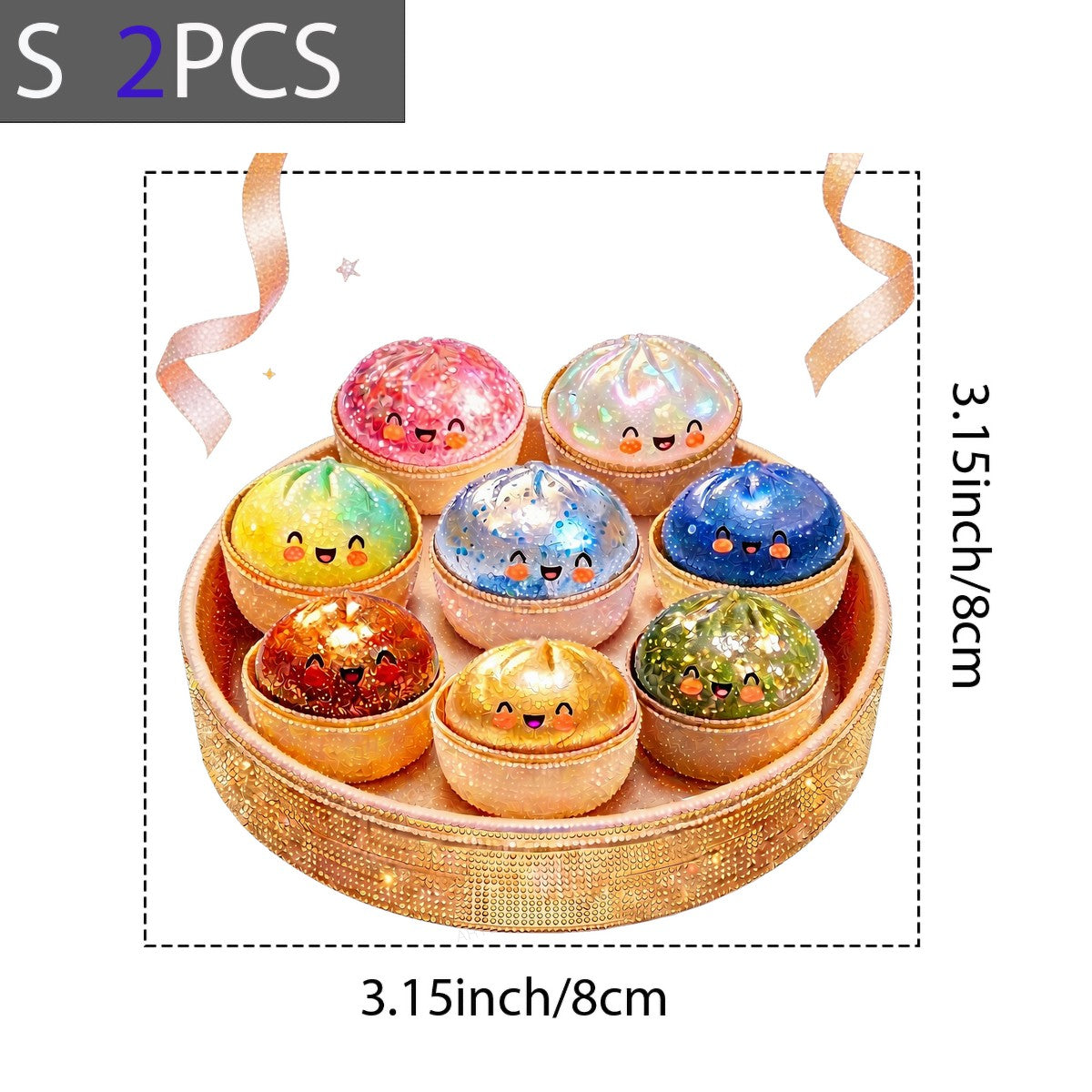 DTF Heat Transfer Cute Rainbow Dumpling Characters Glitter Style Graphic for T Shirts Hoodies and Tote Bags - 8
