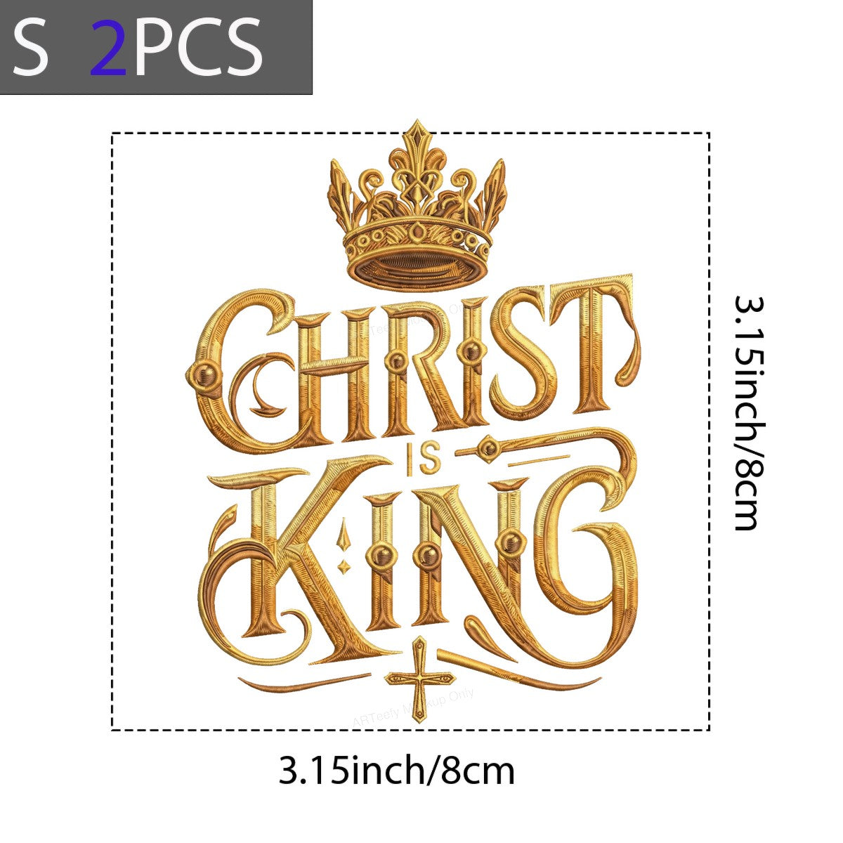 Christian Heat Transfer Christ Is King Crown and Cross Gold Lettering Design for Christian Apparel and Gifts - 8