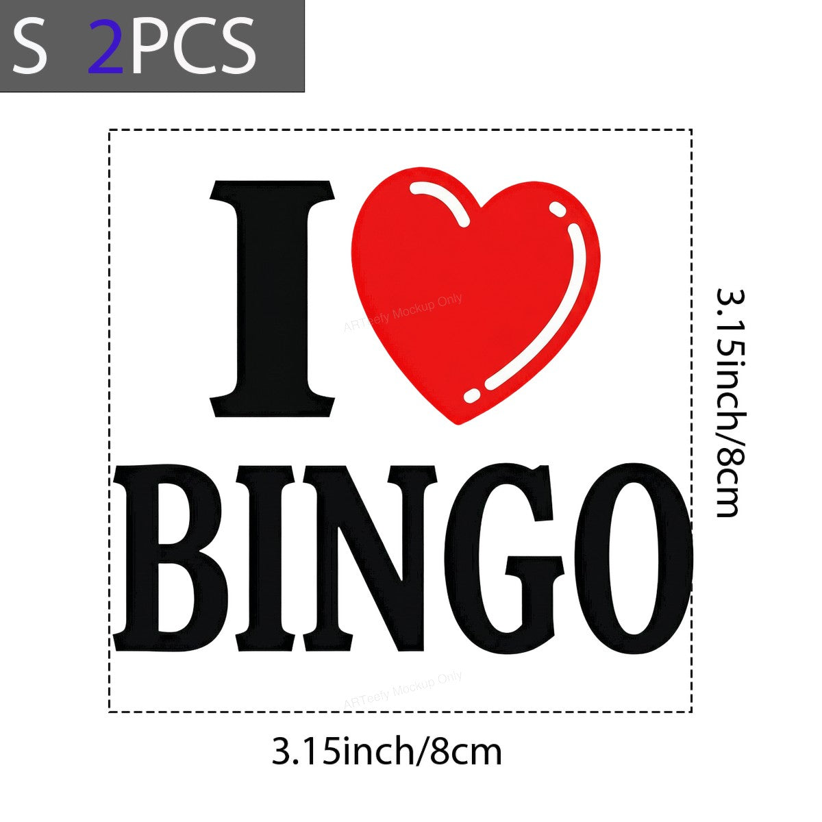DTF Heat Transfer I Love Bingo Red Heart Bold Lettering Graphic for T Shirts Hoodies and Tote Bags - 8