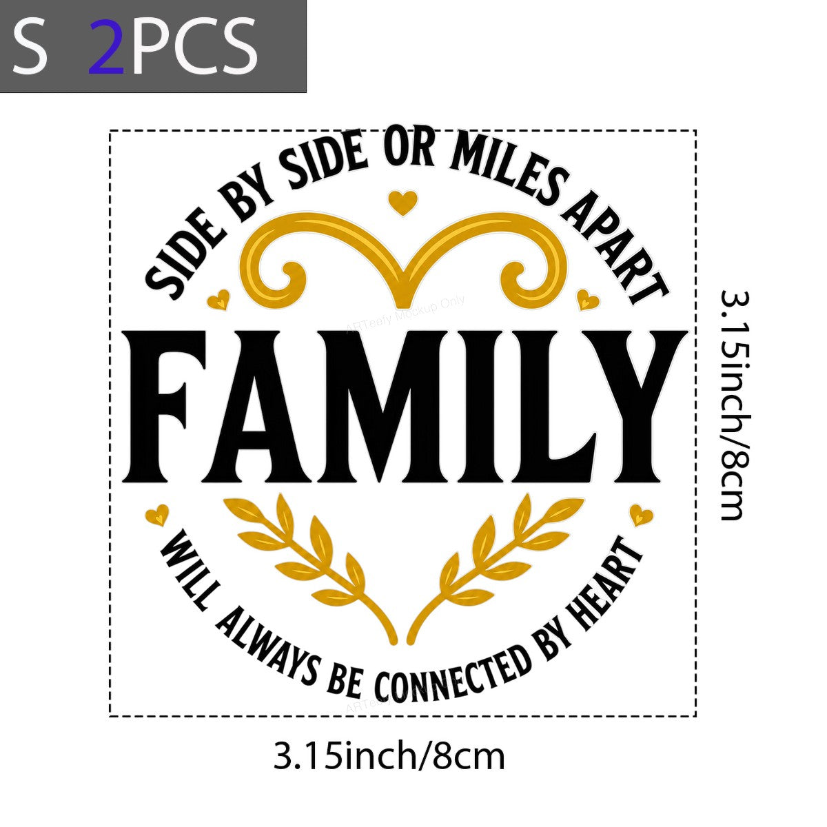 DTF Transfer Family Side By Side or Miles Apart Heart Quote Laurel Graphic for T Shirts Hoodies and Gifts - 8