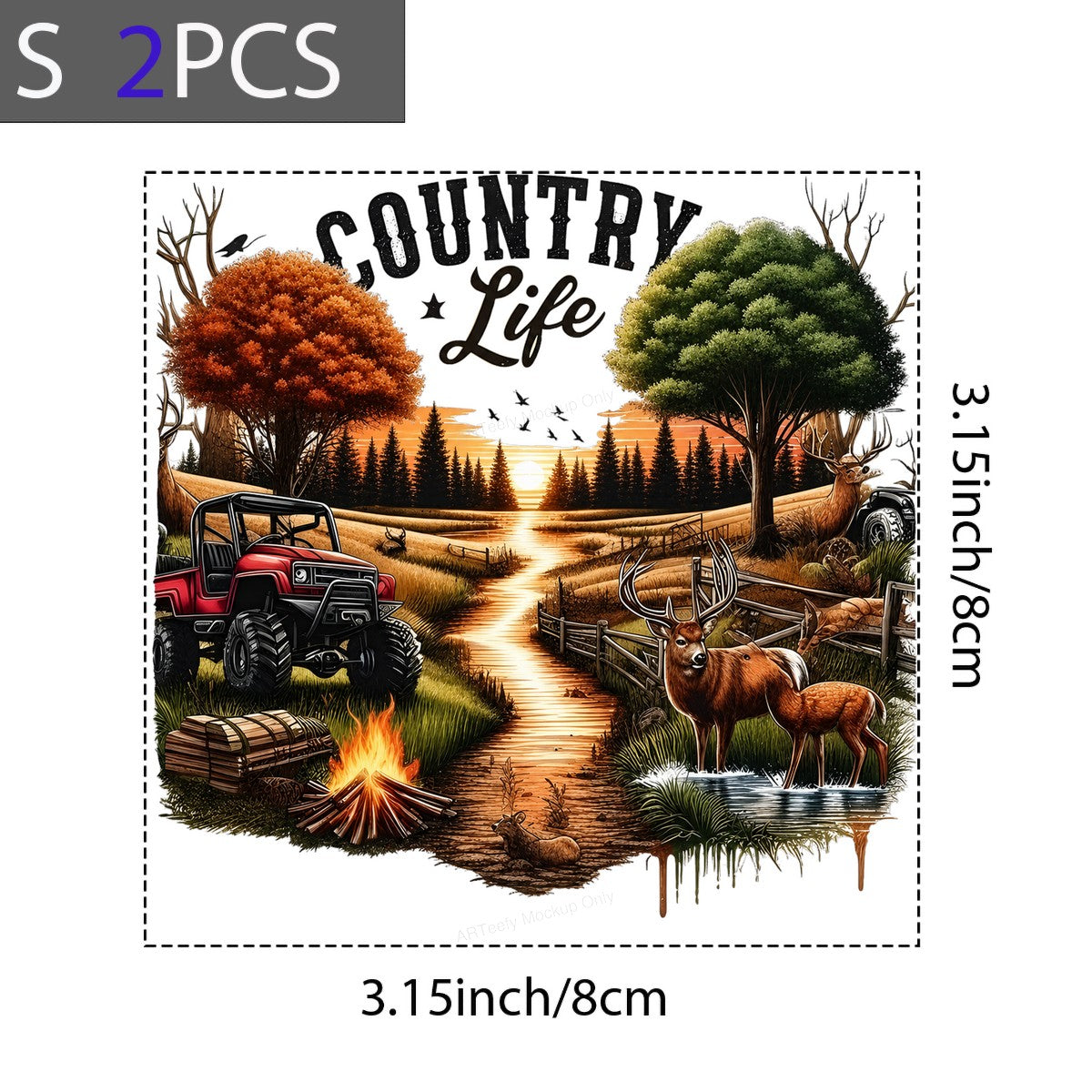 Western Heat Transfer Country Life Deer and ATV Sunset Landscape Graphic for T Shirts Hoodies and Tote Bags - 8