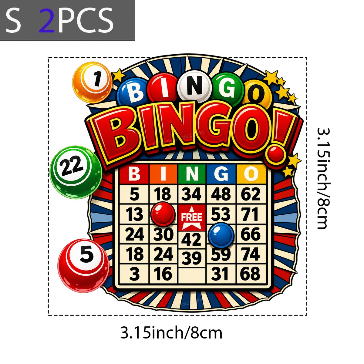 DTF Transfer Bingo Card and Colorful Bingo Balls Graphic for T Shirts Hoodies and Tote Bags - 8