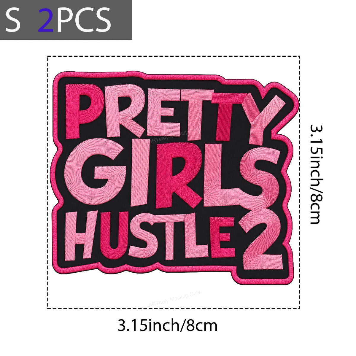 Heat Transfer Patch Pretty Girls Hustle 2 Bold Pink Letter Graphic for T Shirts Hoodies and Tote Bags - 8