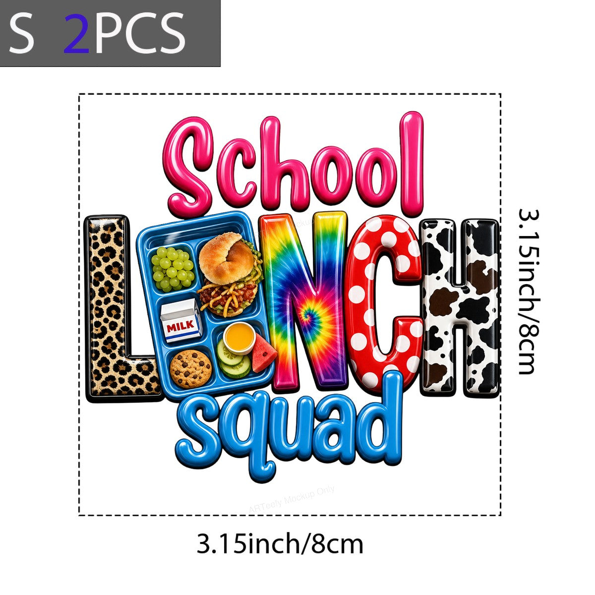 DTF Transfer School Lunch Squad Leopard Tie Dye Cow Print Graphic for T Shirts Hoodies and Tote Bags - 8