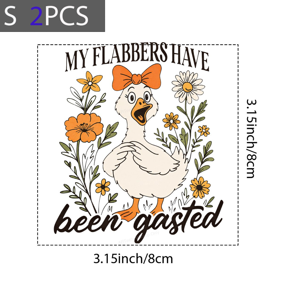 Funny Graphic Transfer “My Flabbers Have Been Gasted” Goose with Flowers Retro Cartoon Design for T Shirts Hoodies and Tote Bags - 8