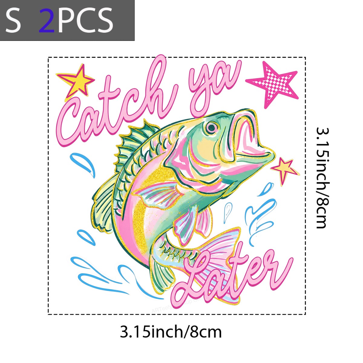 DTF Heat Transfer Catch Ya Later Colorful Bass Fish Graphic for T Shirts Hoodies and Fishing Apparel - 8