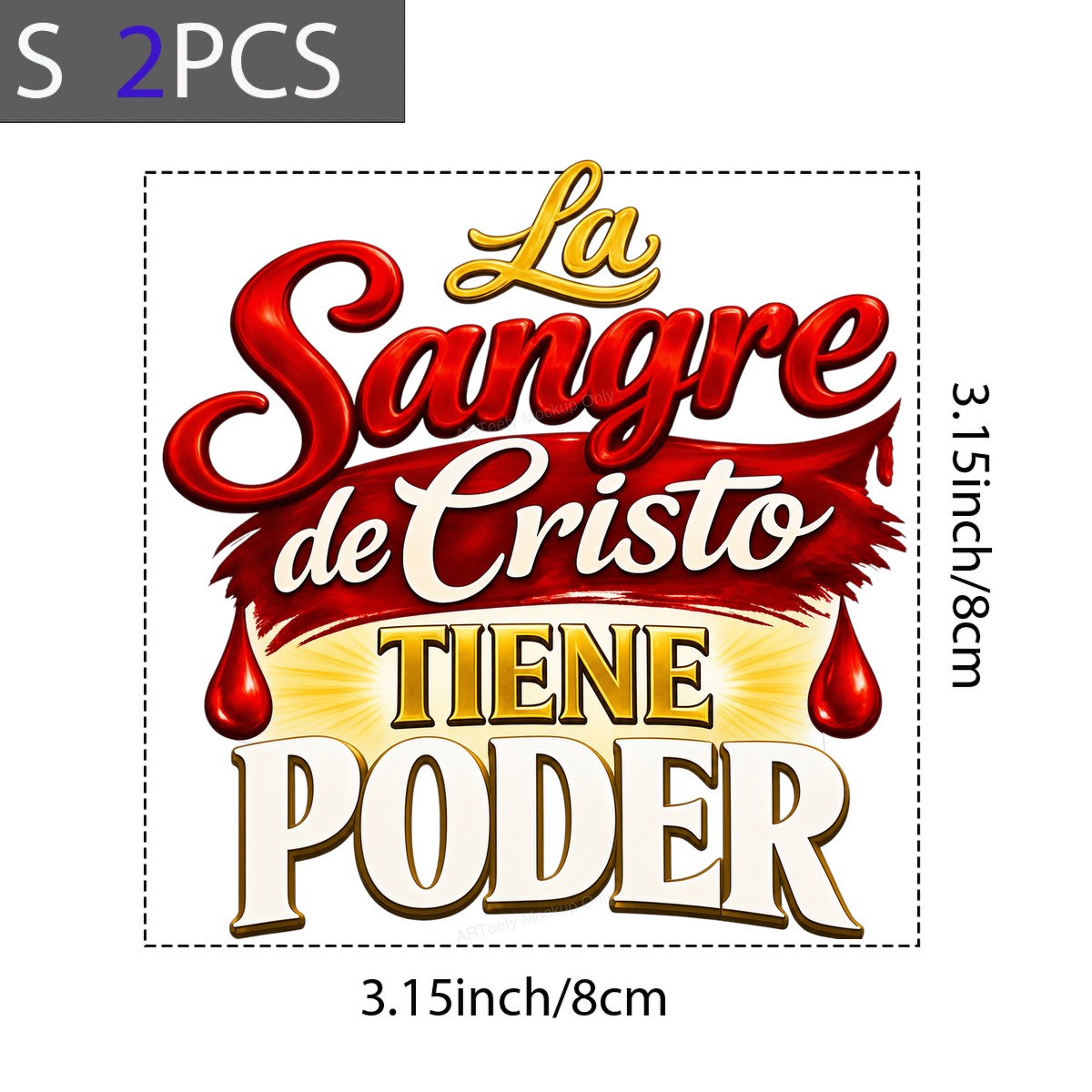 Christian Heat Transfer “La Sangre de Cristo Tiene Poder” Spanish Quote Graphic for T Shirts Hoodies and Christian Apparel - 8