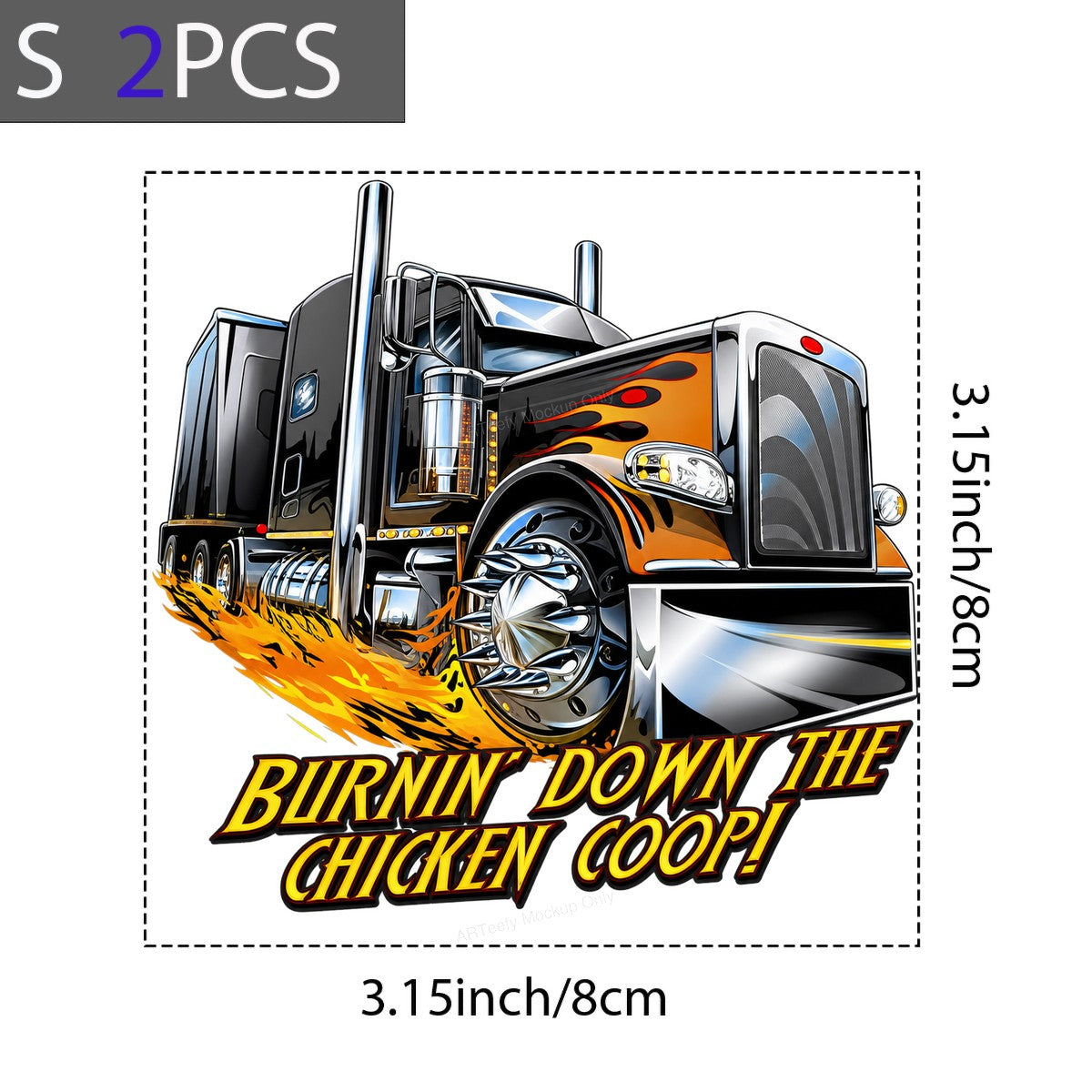 DTF Transfer Burnin Down The Chicken Coop Semi Truck Flame Graphic for T Shirts Hoodies and Truck Driver Gifts - 8