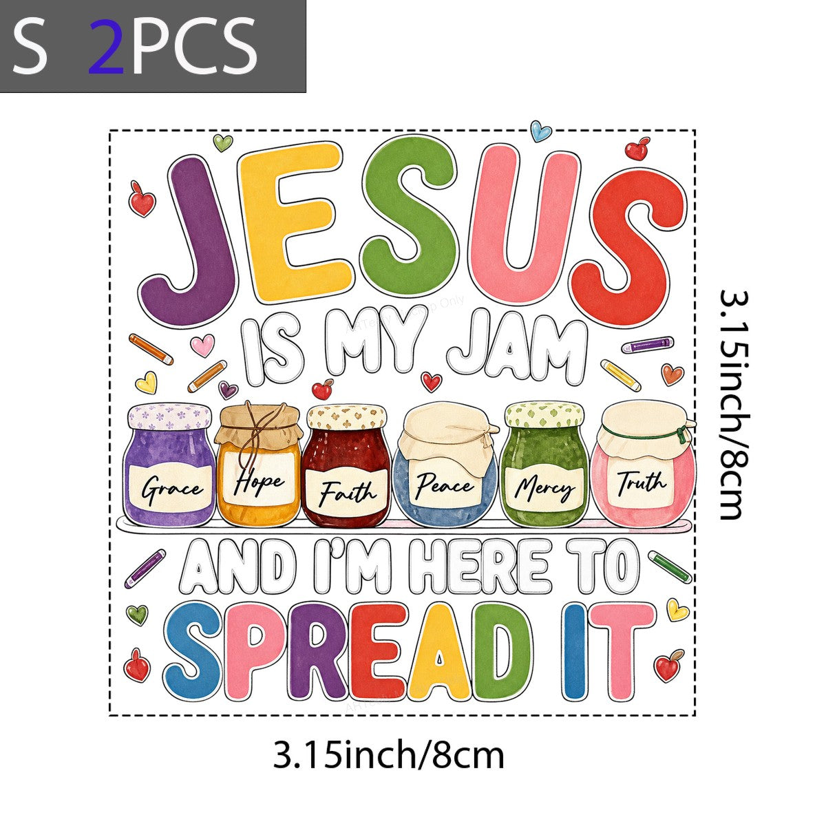 Christian Heat Transfer Jesus Is My Jam Quote with Colorful Jam Jars Graphic for T Shirts Hoodies and Christian Apparel - 8