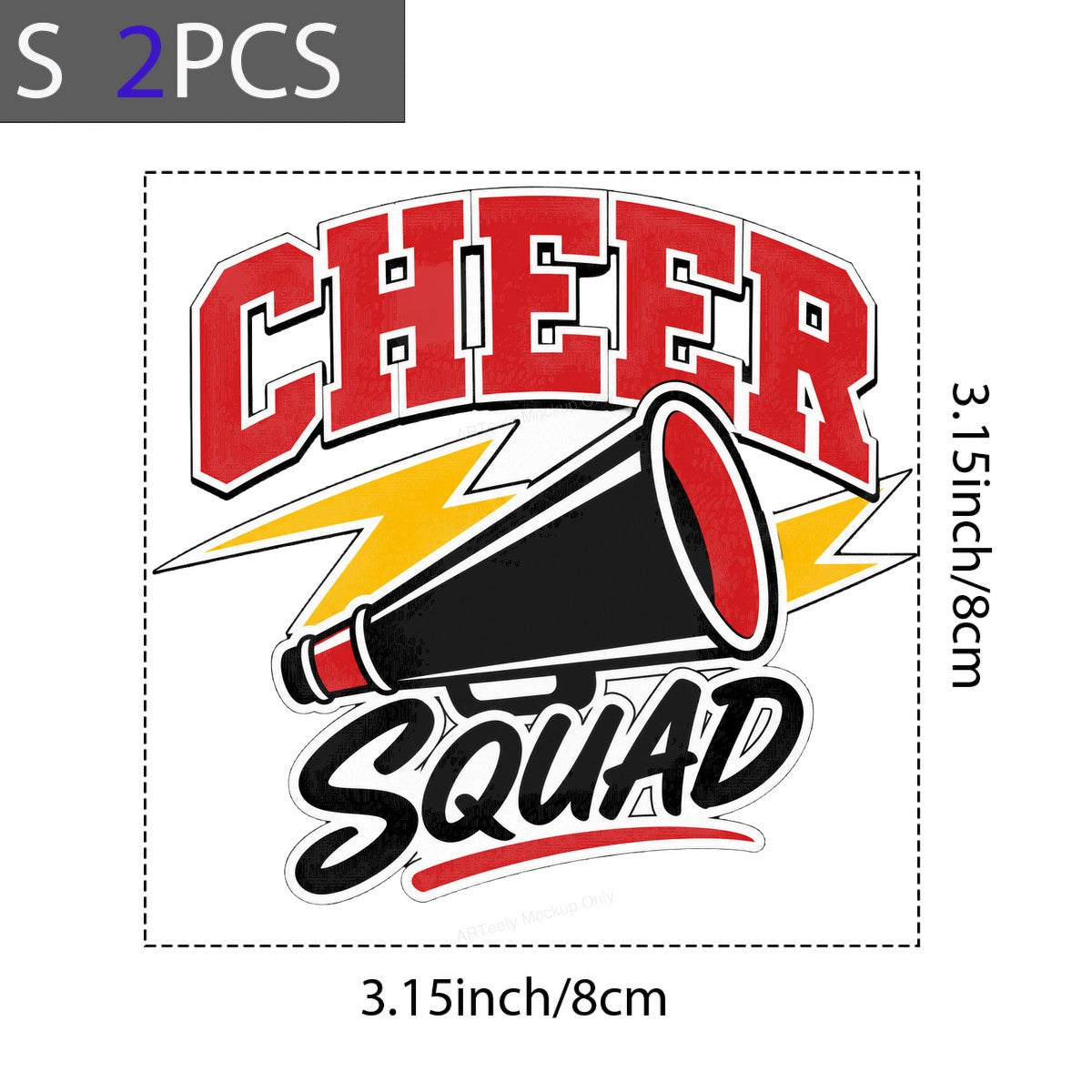 DTF Transfer Cheer Squad Megaphone with Lightning Graphic for T Shirts Hoodies and Team Spirit Apparel - 8