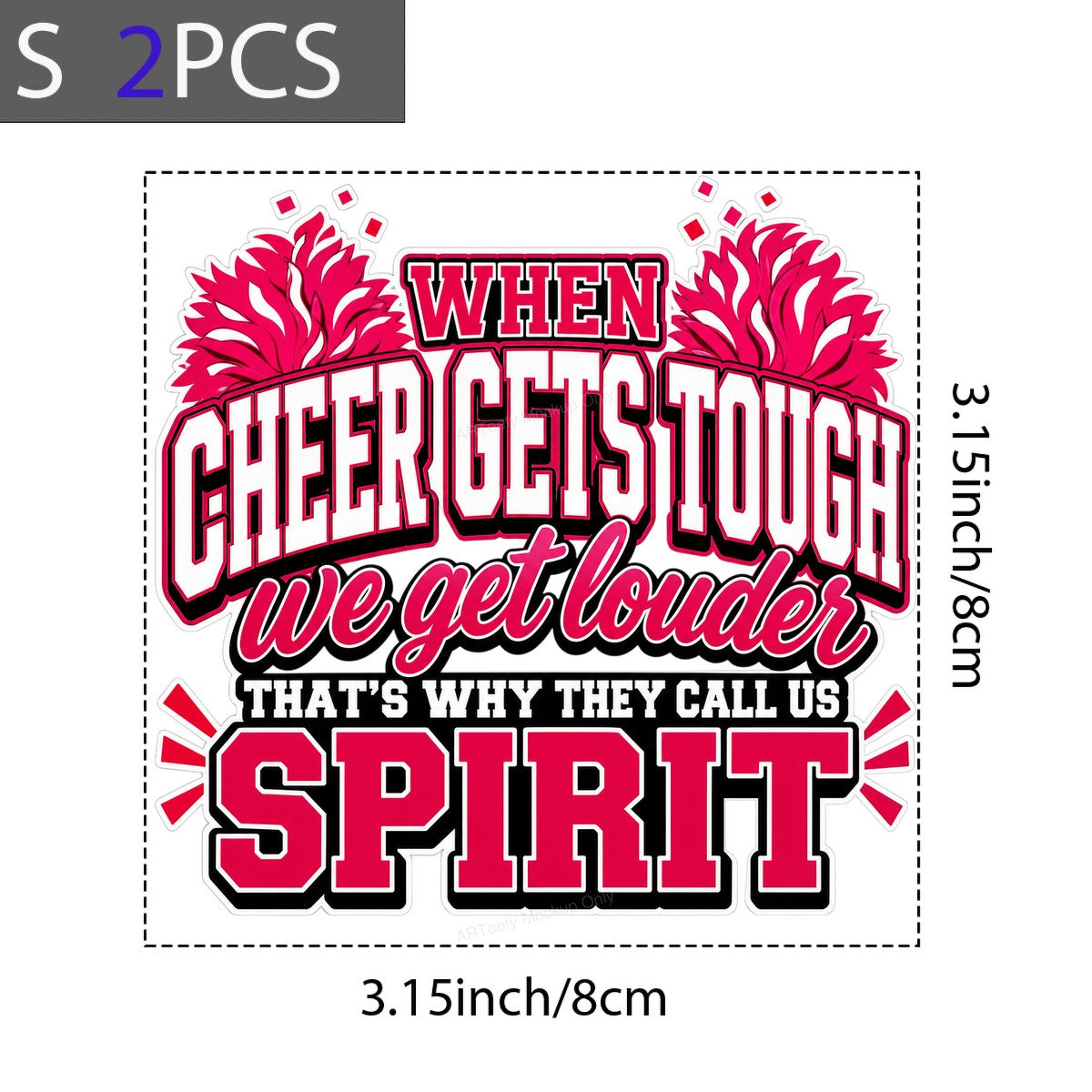 DTF Transfer When Cheer Gets Tough We Get Louder Spirit Quote Pink Pom Pom Graphic for T Shirts Hoodies and Cheer Apparel - 8