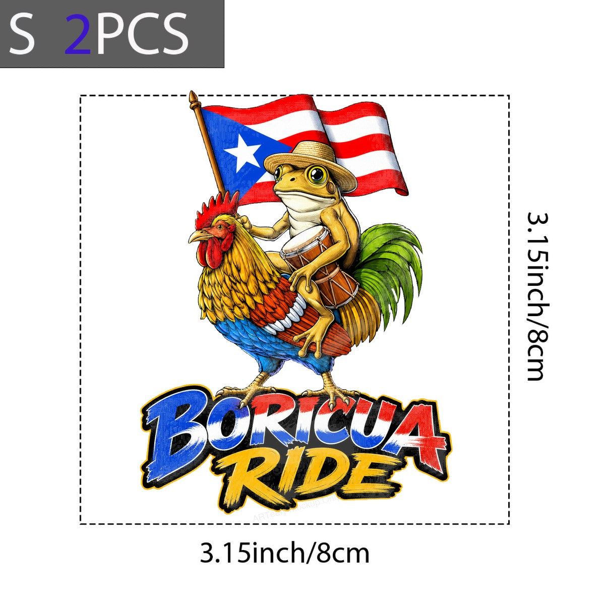 DTF Transfer Boricua Ride Coqui Frog on Rooster with Puerto Rico Flag Graphic for T Shirts Hoodies and Tote Bags - 8