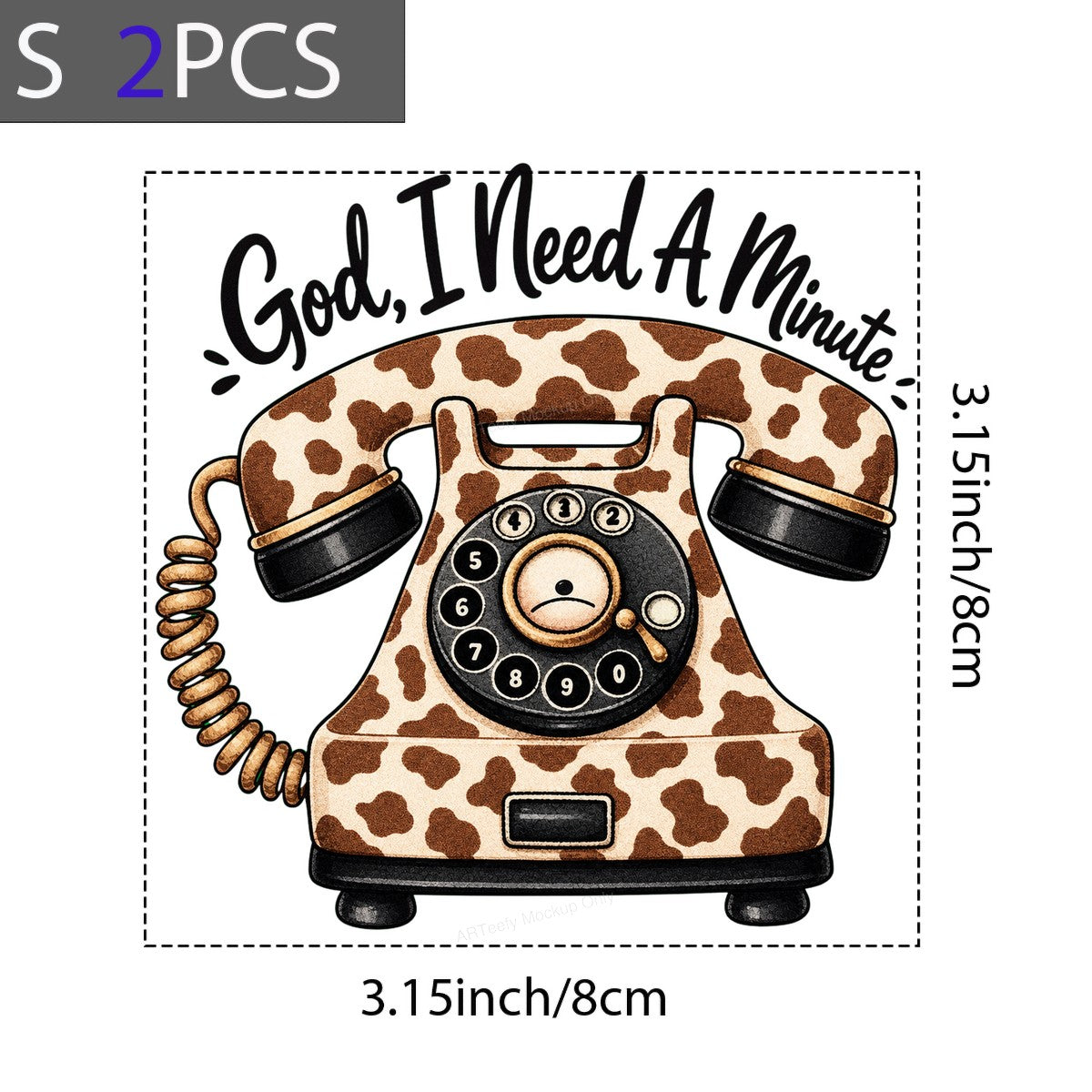 Christian Heat Transfer “God I Need A Minute” Cow Print Retro Phone Graphic for T Shirts Hoodies and Tote Bags - 8
