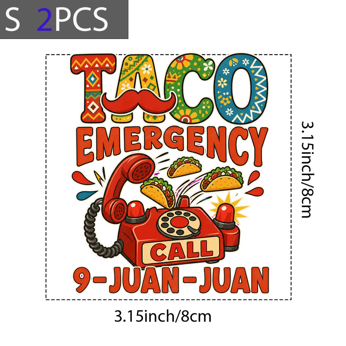 Funny Graphic Transfer Taco Emergency Call 9 Juan Juan Retro Phone and Taco Design for T Shirts Hoodies and Gifts - 8