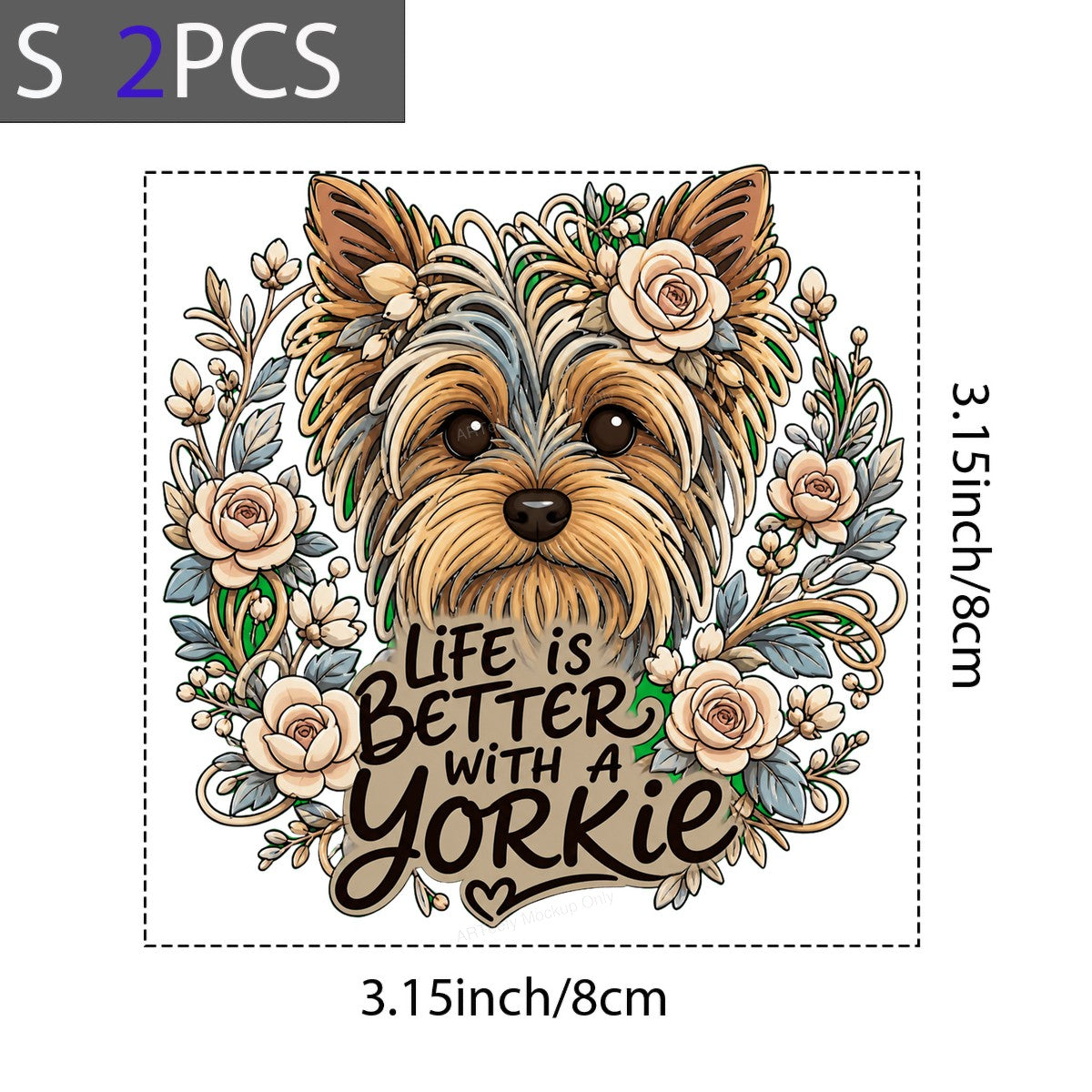 DTF Heat Transfer Life Is Better With a Yorkie Floral Dog Graphic for T Shirts Hoodies and Tote Bags - 8