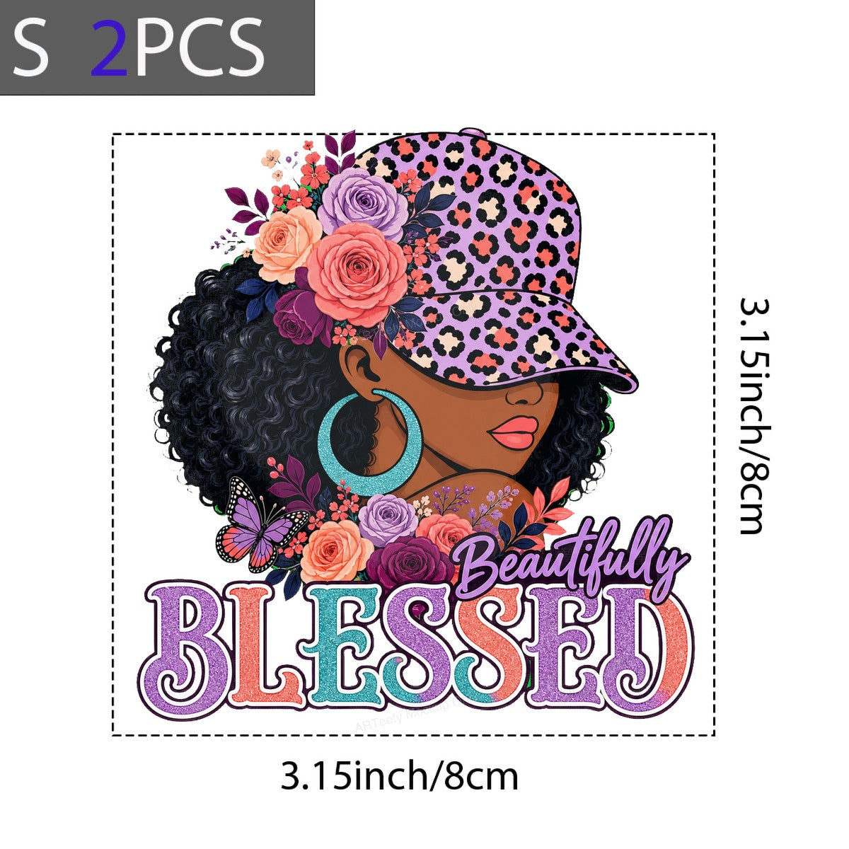 DTF Heat Transfer Beautifully Blessed Black Woman Leopard Hat Floral Graphic for T Shirts Hoodies and Tote Bags - 8