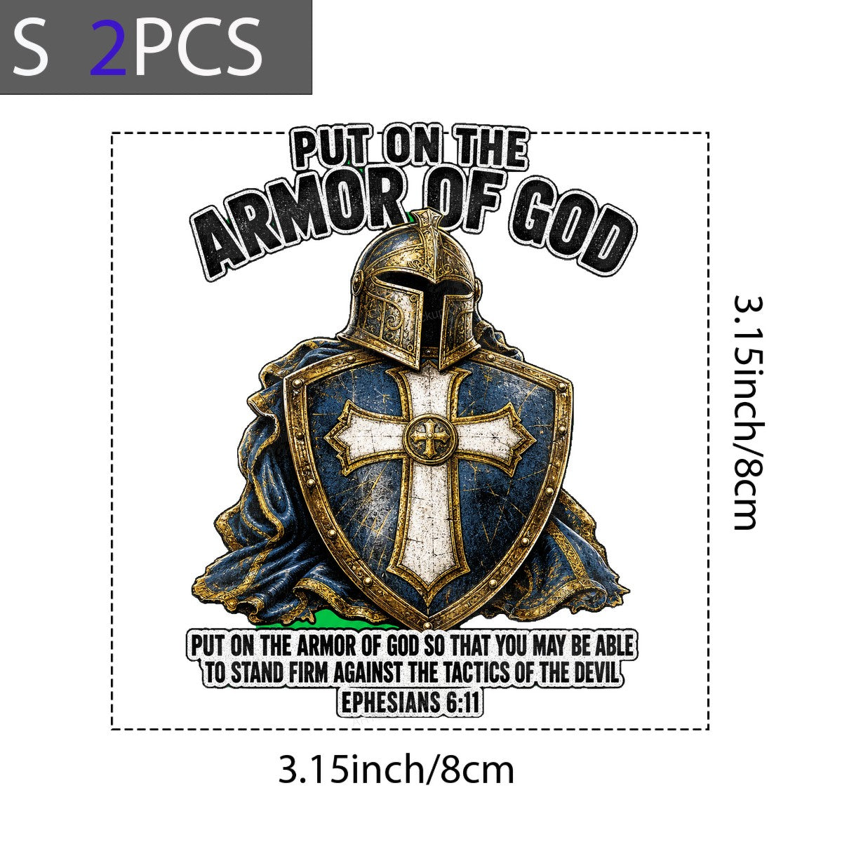 Christian Heat Transfer Put On The Armor Of God Knight Shield Graphic for T Shirts Hoodies and Christian Apparel - 8