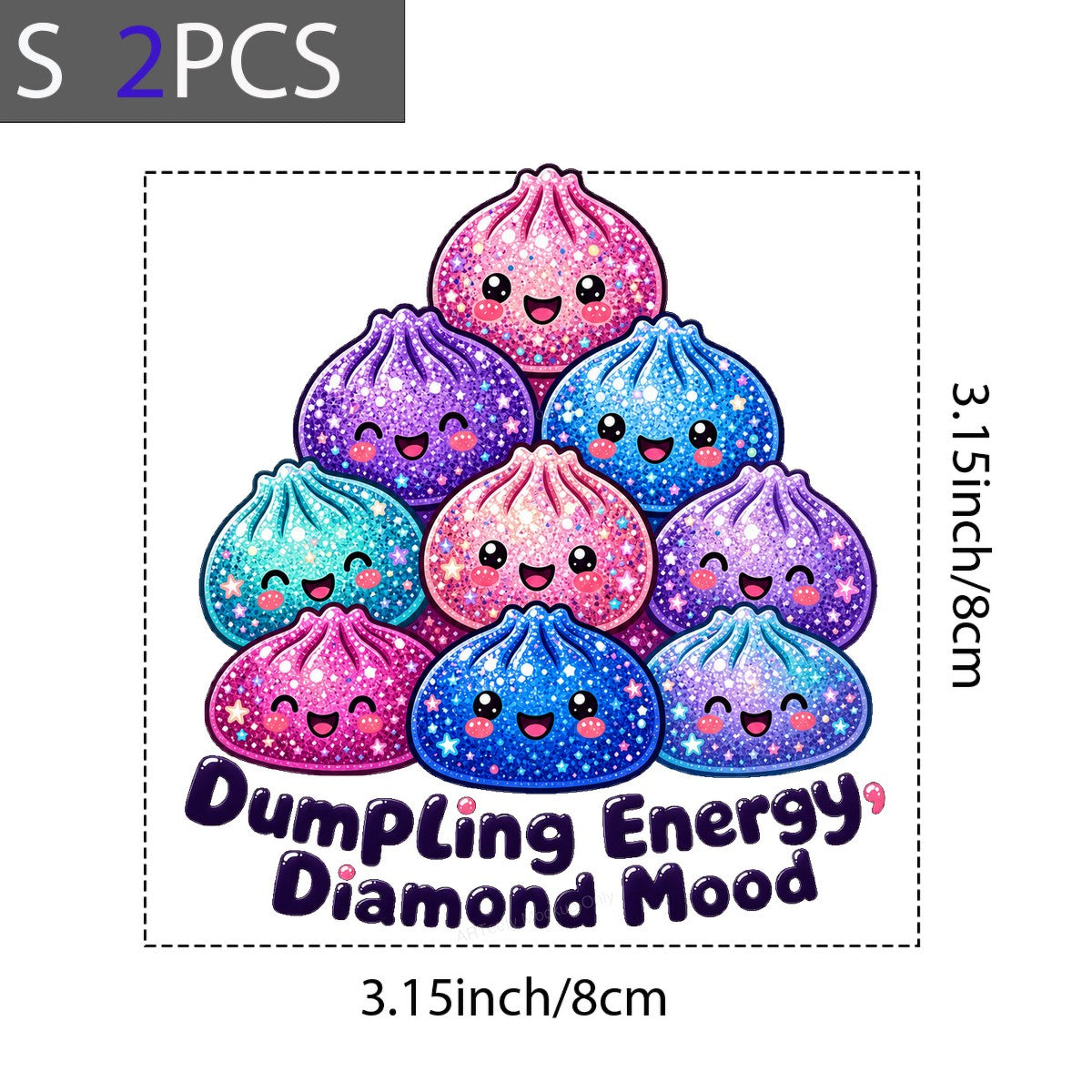 Funny Graphic Transfer Dumpling Energy Diamond Mood Glitter Dumpling Stack for T Shirts Hoodies and Tote Bags - 8