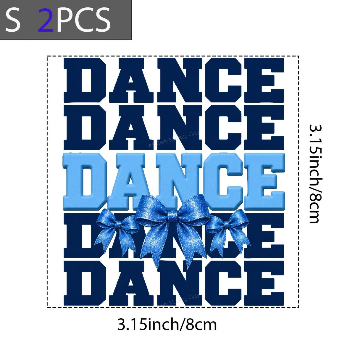 DTF Heat Transfer Dance Cheerleader Blue Bow Block Letter Graphic for T Shirts Hoodies and Tote Bags - 8