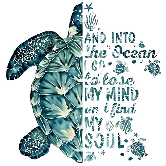 Ocean-Inspired DTF Heat Transfer Vinyl Decal,Sea Turtle & Shell Design for DIY T-Shirts, Pillow Embellishments & Crafts