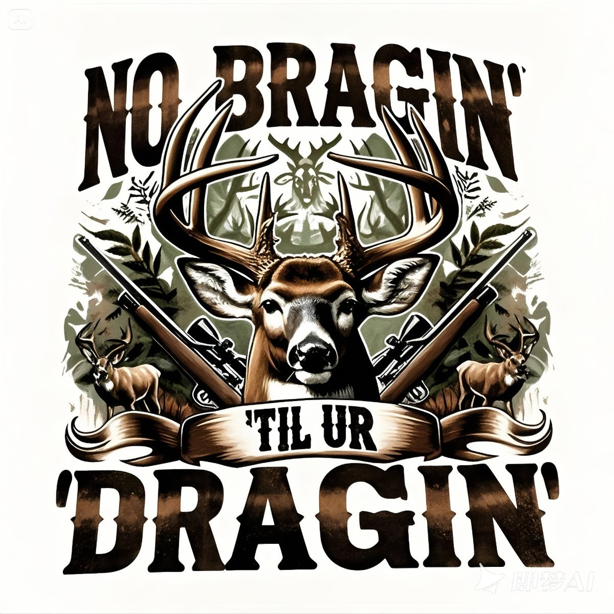 Premium DTF Transfer Deer Hunting Camo Apparel Sticker , Tactical Rugged Design for Outdoor Apparel, Bags