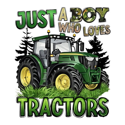 DTF Transfer Decal  Green Style Tractor Art ,Farm Themed Apparel Sticker ,3D Text Outdoor Adventure Decal for Clothing, Tote Bags
