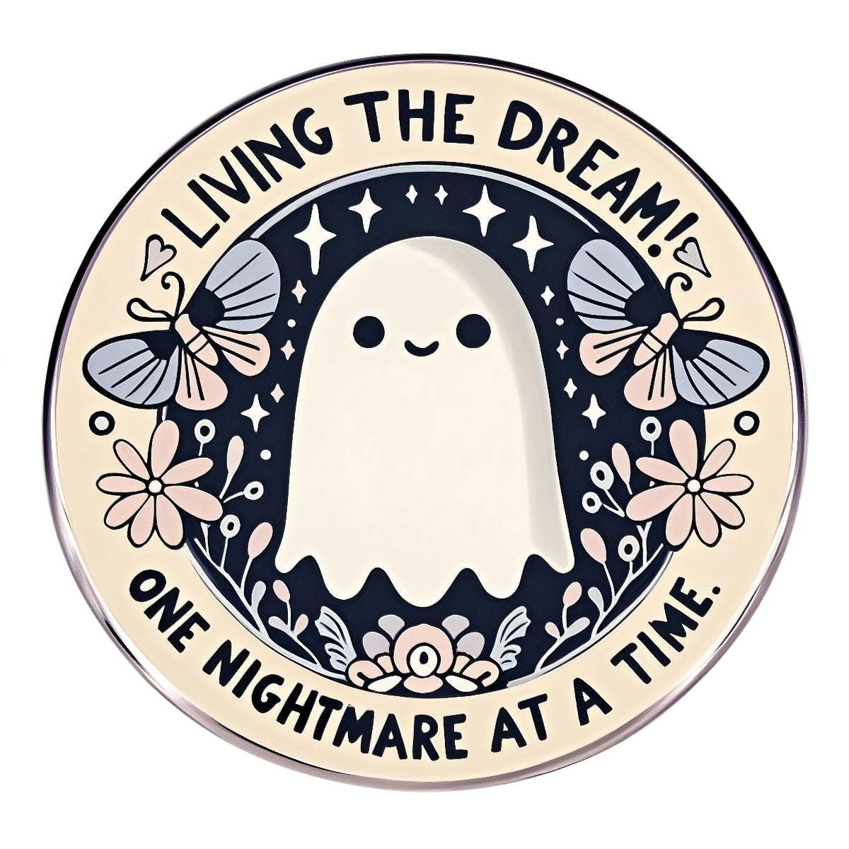 Cute Ghost DTF Iron-On Transfer Sticker,Pastel Starry Design with Butterflies & Flowers , Halloween  Decor for Tote Bags, Hoodies