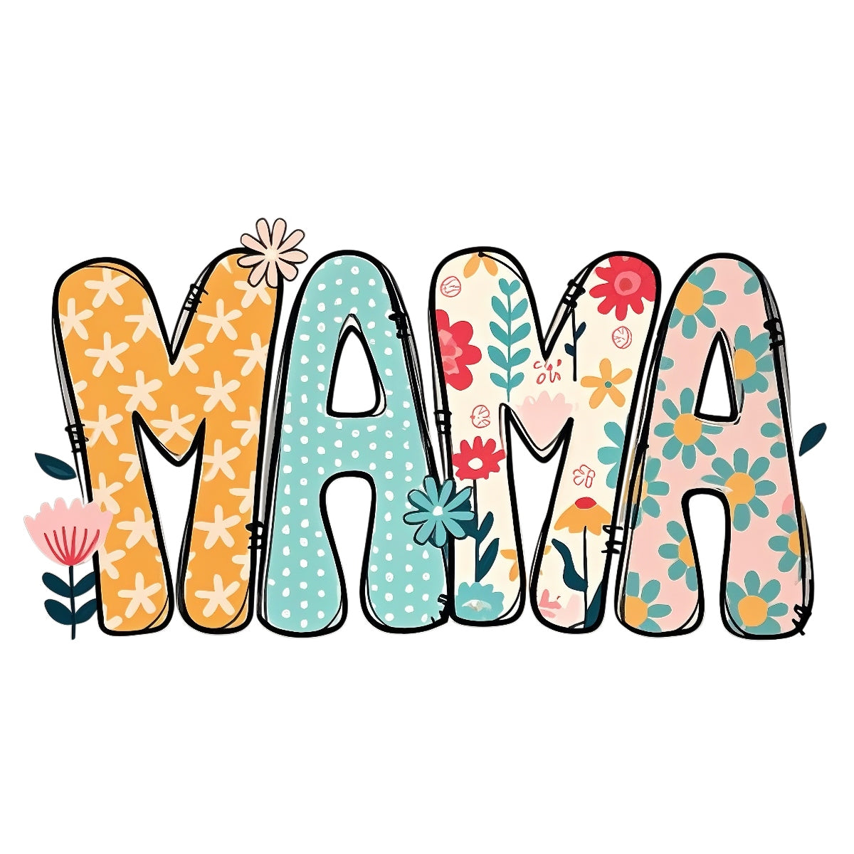 DTF Heat Transfer Iron On Sticker , Floral, Checkered, Mothers Day Gift for T-Shirts, Tote Bags