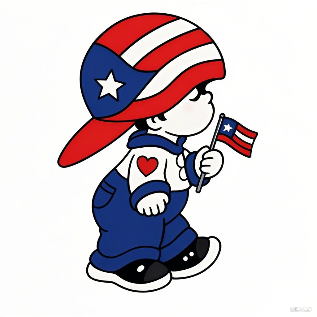 DTF Heat Transfer Iron On Sticker, Puerto Rico Flag - Themed Cartoon Character Design, for Patriotic Apparel Decoration
