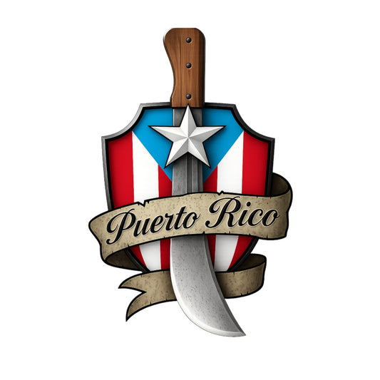 DTF Heat Transfer Iron On Sticker, Puerto Rico Shield & Machete Design, for Patriotic Apparel Decoration