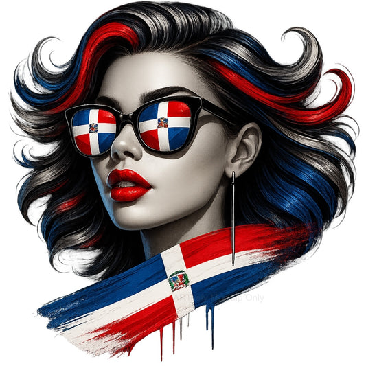 DTF Heat Transfer Iron On Sticker, Dominican Flag  Themed Stylish Graphic, For Cultural Pride Apparel And National Day Decor