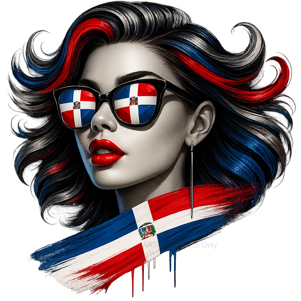 DTF Heat Transfer Iron On Sticker, Dominican Flag  Themed Stylish Graphic, For Cultural Pride Apparel And National Day Decor