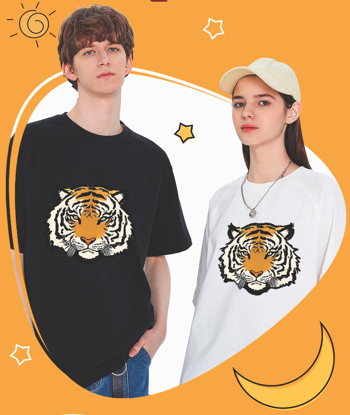 DTF Heat Transfer Iron On Sticker Bold Tiger Design Animal Pattern Sublimation Transfer for Apparel